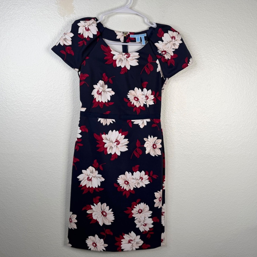 Draper James Women's Dress Blue Sz 0 Floral Old Money Career Church Preppy